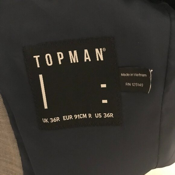 Topman - Grey Sports Coat - Grey - Mens Size US 36R - Picture 2 of 2